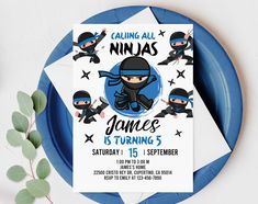 "Ninja Birthday Invitation Martial Arts Invite Ninja Party Printable Warrior Invite Blue Boy Ninja Digital Editable Template Download Bir385 Edit from home using Corjl.com. Try out this Ninja Birthday Invitation DEMO. Copy and paste the URL below to demo: https://www.corjl.com/d/J6NMD ★Matching Item★ https://www.etsy.com/shop/HoneydesignStore?search_query=Bir385      Edit your invitations with Corjl.com right after purchasing. *Edit all text  *Text color and size can be changed *Save as a high q Ninja Birthday Invitations, Ninja Birthday, Ninja Party, Art Invitation, Party Bundles, Birthday Invitations Kids, Text Color, Party Printables, Martial Arts