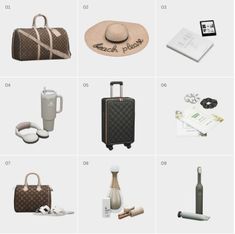 several different types of luggage and accessories