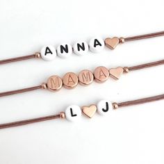 Sweet partner bracelet * Acrylic letters * Satin nylon 1mm * DQ metal rust & nickel free * Size adjustable through slip knot Standard dimensions: approx. 15-21 cm Packed in a cute velvet bag ❤️ You can find further offers in our shop 😍 INFO Due to the lighting conditions, the colors on the monitor may differ slightly. Bracelet Name, Slip Knot, Acrylic Letters, Initial Name, Letter Bracelet, Gold Letter, Macrame Bracelet, Name Bracelet, Macrame Bracelets