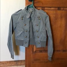 Nwot. Never Worn Gray Military Style Outerwear For Fall, Military Style Jackets, Crop Jacket, Military Fashion, Womens Tops, Women Shopping, Black, Color