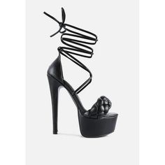 Sky high platform heels with impressive silhouette and bold braided straps with the tie-up design. The sandals are sure to make the showstopper at any event. Type: Sandals Heel Type: Pointed High Heels Points: Upper material: Latte PU Lining Material: Polyurethane Outer sole: TPR Open Pointed Toe Strappy Tie-up Detail High Platform Braided Strap SH2999 Size: US-8.5 / UK-6.5 / EU-39.5.  Color: Black.  Age Group: adult. High Platform Heels, Pointed High Heels, Braided Strap, Heel Type, Sky High, Platform Heels, Platform Sandals, Clothing And Shoes, Sandals Heels