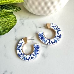 Blue White Chinoiserie Thick Gold Hoop Earrings Coastal Greece Jewelry Gift New Brand New See Pictures For Measurements! Zinc Alloy Material Even Prettier In Person, Perfect For Casual Or Special / Formal Occasions I Love To Bundle! Contact Me For Bundle Pricing Before Purchase! Inventory Bin 12 Rhinestone Zara Anthropologie Emily In Paris Bling Cute Nature Stud Small Dainty Formal Wedding Birthday Party Gift Festival Spring Summer 2024 Trends Trendy Casual Anthropologie Zara Statement Fashion C Trending Earrings 2024, Greece Jewelry, Summer 2024 Trends, Thick Gold Hoop Earrings, Thick Gold Hoops, Cute Nature, Porcelain Earrings, Statement Fashion, Boho Fashion Bohemian