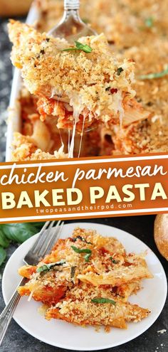 this chicken parmesan baked pasta casserole is so good it's ready to be eaten