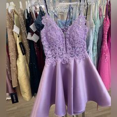 Alyce Paris Lavender Purple Homecoming Hoco Dress Size 2 One Of A Kind Model Sample Tags Attached Navy Blue Homecoming Dress, Purple Homecoming, Light Pink Prom Dress, Alyce Paris Prom Dresses, Sparkly Prom Dress, Lace Burgundy Dress, Secret Dress, Red Sleeveless Dress, Hoco Dress