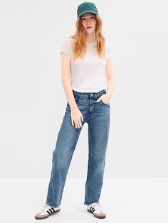 Relaxed Fit Soft-washed Cotton Jeans, Relaxed Fit Cotton Jeans Soft-washed, Soft-washed Cotton Jeans, Basic Everyday Cotton Jeans, Basic Cotton Jeans For Everyday, Loose Jeans, Carpenter Pants, Gap Women, Mid Rise Jeans