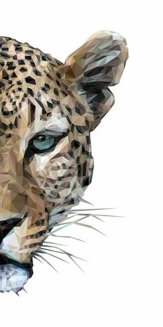 a cheetah's head is shown in low polygonic art style