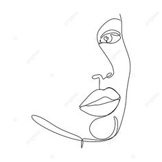 a line drawing of a woman's face with one eye open and the other half closed