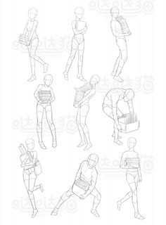 an image of various poses and postures for the character in this video game,