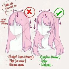 an anime character's head with different hair types