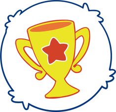 a yellow trophy cup with a red star on it