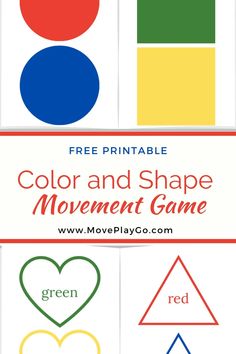 Easy color and shape movement game for kids printable pages screen shot images Shape Gross Motor Activities Preschool, Gross Motor Activities For Preschoolers Preschool Classroom, Shape Games For Preschool, Large Motor Activities For Preschoolers, Movement Activities For Kids, Volleyball Ideas, Childcare Ideas, Shapes Lessons, Colors For Toddlers