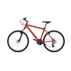 a red bike is shown against a white background