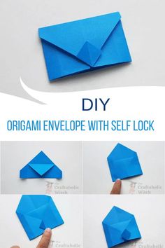 how to make an origami envelope with self - lock step by step instructions