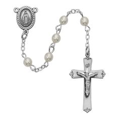 3mm Pearl Beads Sterling Silver Miraculous Medal Rosary  Rosary Catholic Gifts Catholic Presents Rosary Gifts Elegant Silver Rosary As Gift, Elegant Sterling Silver Rosary With Cross, Elegant Sterling Silver Crucifix Rosary, Elegant Rosary With 8mm Beads And Crucifix, Elegant Silver Rosary For First Communion, Silver Pearl Rosary With 8mm Beads, Elegant Pearl Rosary With Cross, Silver Pearl Rosary For First Communion, Elegant Cross Rosary For First Communion