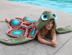 Hooded Sea Turtle Blanket Crochet Pattern / Turtle costume / | Etsy Sea Turtle Blanket, Turtle Blanket, Turtle Costume, Bernat Softee Chunky Yarn, Bernat Softee Chunky, Crochet Waistcoat, Turtle Costumes, Crochet Rugs, Crochet Turtle