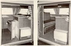 two pictures of the inside of an rv