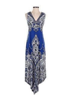 INC International Concepts Cocktail Dress Size: Small Blue Dresses - used. 94% POLYESTER, 6% SPANDEX, Maxi, Plunge, Paisley, Long, Sleeveless | INC International Concepts Cocktail Dress: Blue Paisley Dresses - Size Small Cocktail Dress Blue, Paisley Dresses, Blue Cocktail Dress, Paisley Dress, Blue Paisley, Inc International Concepts, Dress Blue, Blue Dresses, Paisley