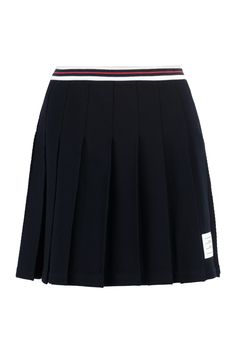 Tricolor detail on the back100% cottonComposition: 100% % Cotton | Thom Browne Women's Pleated Skirt in Blue | FW23/24 Womens Pleated Skirt, Pleated Mini Skirt, Thom Browne, Look Chic, Tri Color, Pleated Skirt, Womens Clothing Tops, The Back, Designer Dresses