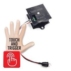 a hand that is connected to a touch and trigger button with the words touch and trigger on it