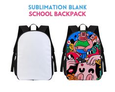 "17\" Sublimation School Backpack blanks | Sublimation Blank Backpack | Custom Book Bag | School Bag with Removable Panel for easy printing. This backpack is an ideal for all types of back to school gifting, promotional products and daily use. You can print your images on the blank area by using dye sublimation printing process.  To buy this necklace in BULK quantities, please check out the following link. https://www.etsy.com/listing/1521618179/5x-pack-17-sublimation-school-backpack?click_key=a Customizable White Standard Backpack, Customizable White Rectangular Backpack, Customizable White Backpack For Students, White Customizable Student Backpack, White Customizable Backpack For Students, Backpack Material, Bag School, Sublimation Blanks, Custom Book