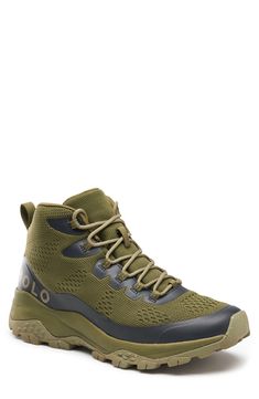 Embark on your next outdoor jaunt in this lightweight hiking boot that provides zonal knit paneling for enhanced breathability. Trail: provides superior stability and traction on hills, uneven surfaces and changing terrain   Lightweight: puts cushioning and performance underfoot with an emphasis on streamlined comfort   Recycled textile upper/recycled-polyester lining/recycled-rubber sole   Imported   Latinx Owned/Founded Mid-top Slip-resistant Outdoor Sneakers, Green Casual Sneakers For Outdoor Work, Casual Green Sneakers For Outdoor Work, Casual Breathable Boots For Outdoor Work, Casual High-top Hiking Boots For Trail, Green High-top Sneakers For Outdoor Work, Green Casual Waterproof Breathable Boots, Casual Green Waterproof Breathable Boots, Casual Green Walking Shoes For Outdoor Work