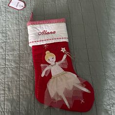 Pottery Barn Kids Christmas Stocking. “Alana” Personalized Brand New With Tags On In The Original Packaging. Ended Up With Two Of The Same As My Mother-In-Law Ordered Them Too) Kids Christmas Stocking, Decorated Stockings, Christian Christmas, Mother In Law, Pottery Barn Kids, Christmas Stocking, Kids Christmas, Pottery Barn, Christmas Stockings