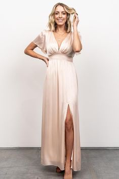 Prague Satin Maxi Dress | Champagne - Baltic Born Champagne Dress, Dress Champagne, Baltic Born, Far Future, Gettin Hitched, Inner Goddess, Wedding Summer