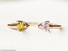 Dual birthstone ring with your desired 2 birthstones. - 14K Gold Ring- A unique personalized gift for women... ► FEATURES; Stone : 2 sparkly gemstones (3mm) Material Options: 14K White Gold - 14K Rose Gold - 14K Yellow Gold ► HOW TO ORDER; Please select your preffered size and material from the menu while adding to card. Please write your preffered two birthstone as a note during check out. ► PROCESSING & SHIPPING ❥We ship to worlwide, please check current delivery times depending on your lo Dual Birthstone Ring, Couples Ring, Ring Rosegold, Country Rings, Personalized Ring, Sparkling Rings, Ring Pictures, Personalized Rings, 14k Gold Ring