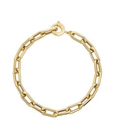 Our "Eloise" bracelet is made from 18K yellow gold. Handcrafted in Europe, this semi-hollow bracelet has a classic, elongated chainlink. Beautiful worn alone, layered with your other bracelets or adorned with our signature pendants. Email shop@aureliademark.com if you would like a different size. Charms shown are sold separately. Timeless Link Chain Bracelet, Luxury Gold Chain Bracelet With Oval Links, Luxury Everyday Chain Bracelet With Link Shape, Luxury Gold-tone Bracelets With Cable Chain, Luxury Gold-tone Gold Bracelet With Cable Chain, Gold-plated Oval Link Bracelet, Yellow Gold Link Bracelets With Chunky Chain, Yellow Gold Bracelet With Chunky Oval Link Chain, Luxury Yellow Gold Paperclip Bracelet With Gold Chain