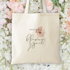 "Get ready for your summer wedding with our elegant wedding tote bags. Perfect for carrying all your essentials in style, these totes are a must-have accessory for any bride or bridesmaid. Shop now and make a statement on your special day! #wedding #totebag #bride #bridesmaid #summerwedding #bridalparty #weddingaccessories #bridetobe #weddingstyle #fashionstatement" Pink Flower Girl, Pink Watercolor Flower, Wildflower Wedding, Watercolor Flower