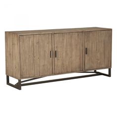 the sideboard is made out of wood and has two doors on each side, one door