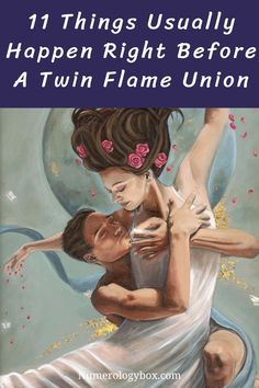 two people hugging each other with the words 11 things usually happen right before a twin flame union