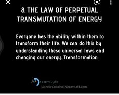 an ad for the law of perpetual transmutation of energy, with text