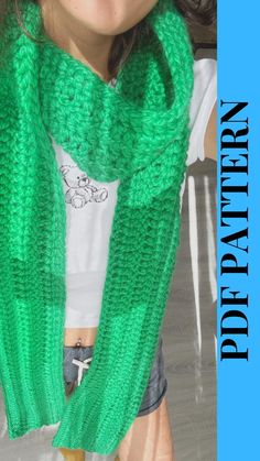 CROCHET PATTERN FOR BEGINNERS  This scarf is long and cozy. You can combine it in many ways or give it as a gift to your loved ones.  Made with thick yarn and 10 mm crochet.  . It is not a physical product.  * Instant download PDF. * Crochet skill level: Easy/Beginner * Language: English w/ US terms * Final size: 5,6" x 118'' (14 cm x 300 cm) Easy Scarf Pattern, Chunky Scarf, Chunky Scarves, Thick Yarn, Crochet Patterns For Beginners, Crochet Art, Scarf Pattern, Language English, Extra Long