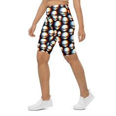 Trippy Alien Biker Shorts Casual Compression Biker Shorts For Cycling, Casual Mid-thigh Length Athletic Shorts For Cycling, Sporty High-waisted Biker Shorts For Streetwear, Athleisure Biker Shorts For Streetwear, Athleisure Mid-thigh Biker Shorts For Streetwear, Casual Moisture-wicking Shorts For Cycling, Mid-thigh Length Biker Shorts With Built-in Shorts For Streetwear, Casual High-waisted Biker Shorts For Streetwear, Casual Biker Shorts For Cycling