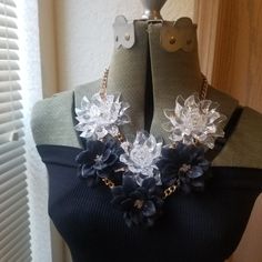 Beautiful Black And Lucite W/Gold Closure Statement Necklace. Has An Extender. Never Worn. Chic Flower Necklaces For Party, Chic Flower Necklace For Party, Elegant Black Flower Necklace For Party, Chic Flower Shaped Party Necklace, Elegant Black Flower Necklaces, Black Flower Necklace For Party, Chic Black Flower Jewelry, Black Flower Jewelry For Party, Elegant Flower Necklace