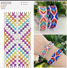 two pictures with different designs on them and one has a bracelet made out of beads