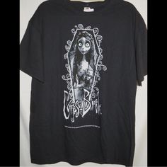 Fruit Of The Loom Corpse Bride Black T-Shirt. Size Large. Bust Is 44" Relaxed And 48" Stretched. Hip Is 45" And Stretches To 54". Length Is 28 1/2". New With Tags. Smoke Free, Pet Free Home. August Burns Red, Black Fruit, Taylor Swift Shirts, Band Tee Shirts, Plain White Tee, Purple T Shirts, Corpse Bride, Tie Dye T Shirts, Tour T Shirts