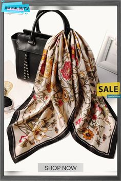 Silk Floral Square Autumn Winter Warm Scarf Shawl Photography, Scarf Photography, Statement Scarf, Designer Silk Scarves, Neckwear Women, Body Wrap, Floral Squares, Fashion Scarf, Printed Silk Scarf