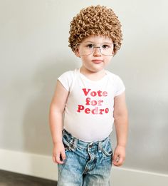 Gosh! Why can't I stop my amazing crochet skills?  This hat was a fun surprise. I made it to go along with my Cabbage Patch hats and my friend said it would be great for Napoleon Dynamite. Soooo...why not? I've also used my shopping skills and my vinyl skills to add this fabulous Vote For Pedro Shirt to this already amazing costume. Thanks to my most adorable grandbaby for being my supermodel, especially since I couldn't afford Deb as the listing photographer. For Infants and Babies, the Vote fo Funny Toddler Costumes, Toddler Halloween Costumes Girl, Nicu Costumes, Family Halloween Costumes With Toddler, Baby Costumes For Halloween, Family Halloween Costumes With Baby, Halloween Costumes For Baby, Funny Toddler Halloween Costumes, Funny Baby Costumes