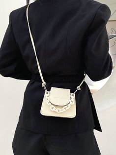 Minimalist Letter Embossed Chain Satchel Bag  - Women Satchels