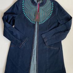 This Stunning Beaded Denim Jacket From Midnight Velvet! Featuring Intricate Beadwork That Adds A Touch Of Elegance To Classic Denim, This Long Jacket In A Rich Blue Is Perfect For Any Occasion. Crafted From High-Quality Fabric, It Offers A Flattering Fit While Providing Comfort And Durability. Brand New With Tags. Details: Brand: Midnight Velvet Color: Blue Size: Medium Features: Beaded Detailing, Long Jacket Style Condition: New With Tags (Nwt) Material: Denim Long Jacket Style, Denim Long Jacket, Beaded Denim, Velvet Jackets, Velvet Color, Velvet Jacket, Long Jacket, Blue Velvet, Jacket Style