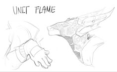 an image of a drawing of a hand with the word'unit flame'written on it