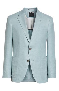 This deconstructed sport coat is tailored from a fine silk-enriched linen blend with a touch of stretch, making it an ideal warm weather option. Front button closure Notched lapels Four-button cuffs Chest welt pocket; front flap pockets; interior pocket Unlined 46% linen, 30% wool, 19% silk, 3% polyamide, 1% elastane Dry clean Made in Italy Men's Designer Clothing Luxury Business Casual Suits For Spring, Summer Business Sport Coat With Welt Pockets, Fitted Business Casual Sport Coat For Summer, Luxury Single Button Suit For Spring, Fitted Sport Coat For Business Casual In Summer, Luxury Single Button Suits For Spring, Modern Tailored Sport Coat For Spring, Modern Tailored Spring Sport Coat, Notch Lapel Sport Coat For Business Casual In Summer