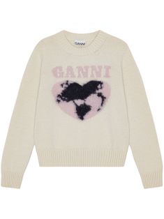 Find GANNI Heart-intarsia Jumper on Editorialist. cream white/light pink/black patterned intarsia knit intarsia-knit logo ribbed trim crew neck long sleeves straight hem We've partnered with Good On You — an independent agency that rates how brands perform in relation to their impact on the planet, people and animals, with a multi-criteria rating simplified to a five points scale. In order to be awarded our conscious label, larger brands need to score a minimum of four out of five ('Good'), whil Ganni Sweater, Knit Intarsia, Knit Logo, Planet People, Chic Pattern, Sweater Jumper, Mode Inspo, Tunic Styles, Sweater Making