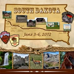 a map with pictures of the state of south dakota