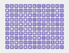 the purple square icons are arranged in rows, all on one side and two at the top