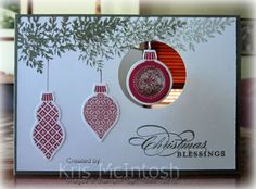 a christmas card with ornaments on it