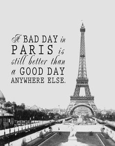 the eiffel tower is shown in black and white with an inspirational quote above it