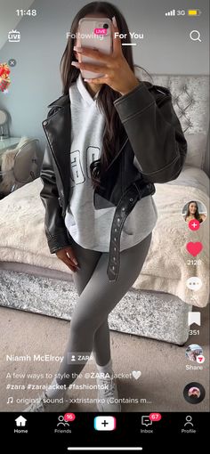 Katy Gibbs Outfits, Basic Outfits School, Leather Jacket Outfit Summer, Ootd Inspo, Cute Shopping Outfit, Outfit Ideas Casual, Zara Leather Jacket Outfit, Grey Leather Jacket Outfit, Uk College Outfits